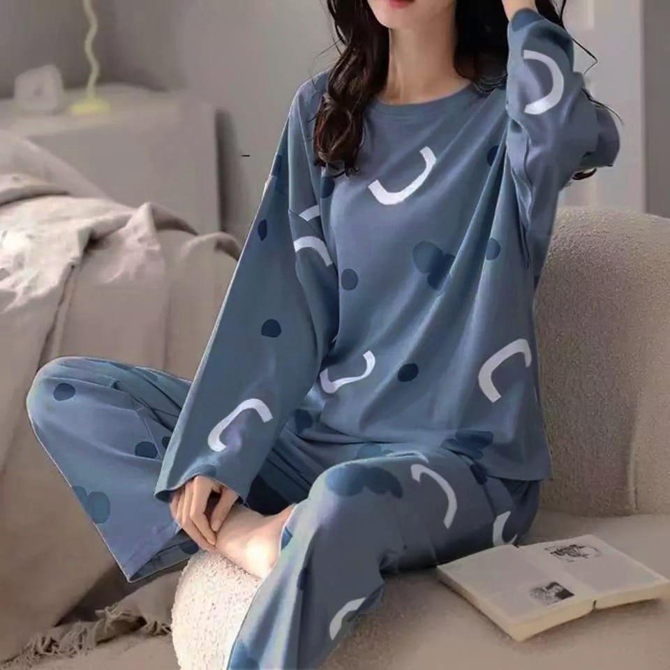 New Blue Cloudy Printed night suit for her