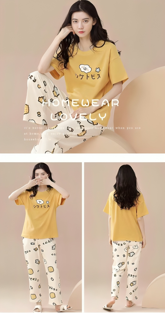 YELLOW COOKIES PRINTED PJ SET