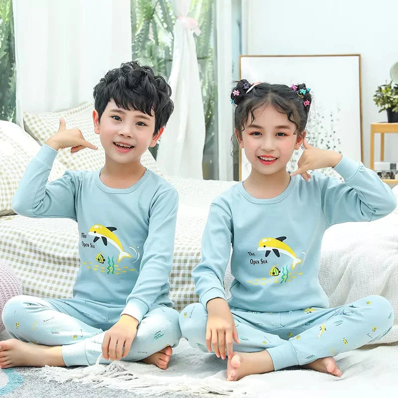 SKY BLUE DOLPHINS PRINTED KIDS WEAR