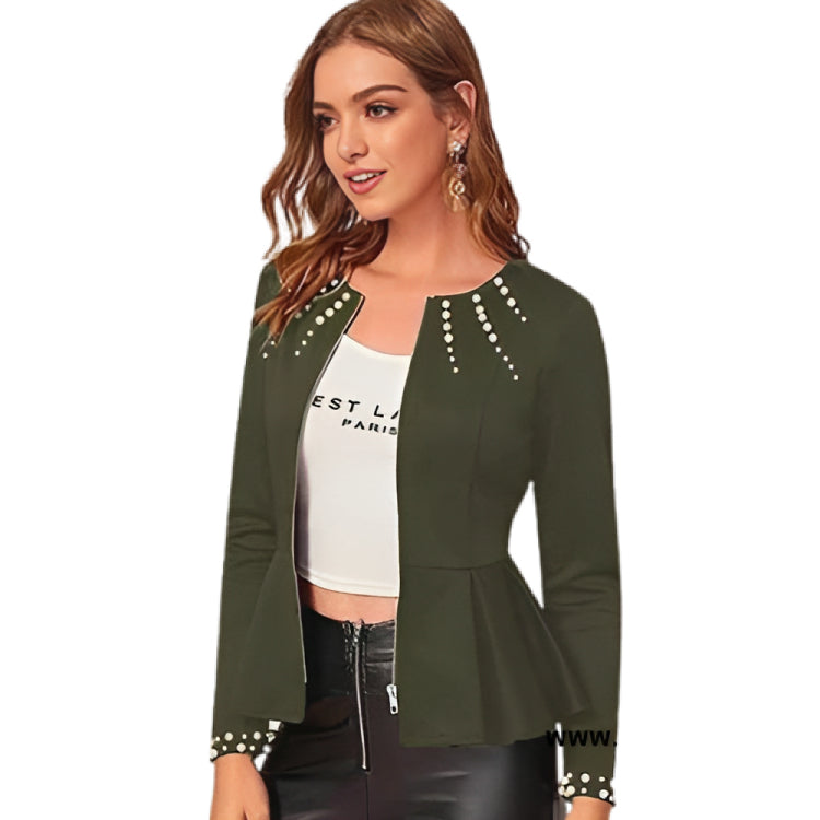 Green Pearl Zipper Jacket