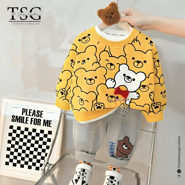 YELLOW BABY PANDA PRINTED KIDS TRACKSUIT