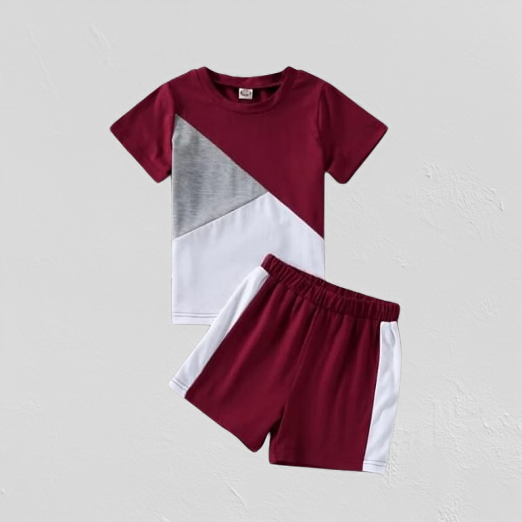 Maroon Panel Kids Short Sleeve Kids Wear