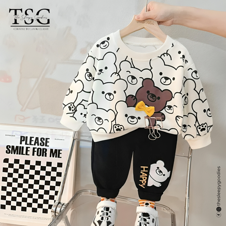 WHITE BABY PANDA PRINTED KIDS TRACKSUIT