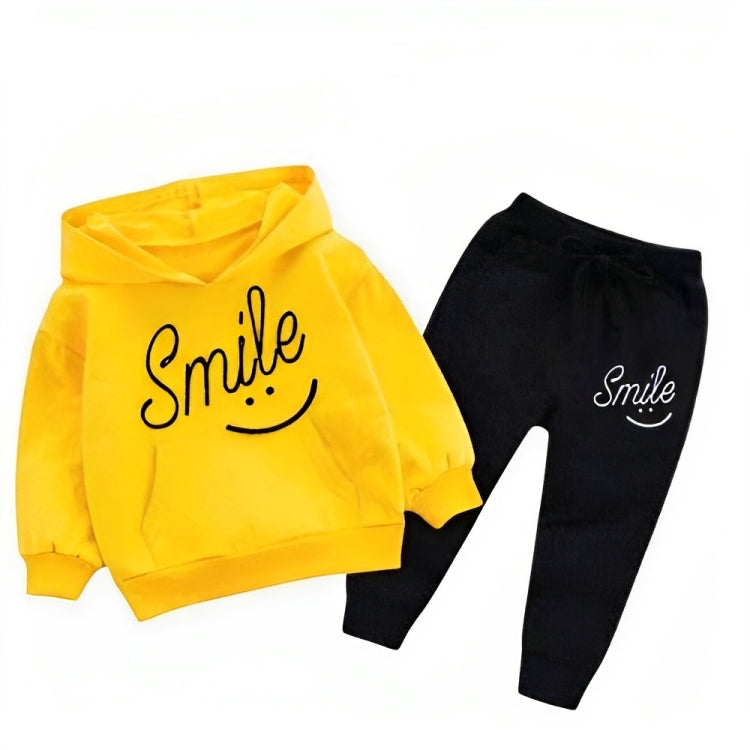 Yellow Smile Printed Kids Hoodie Set