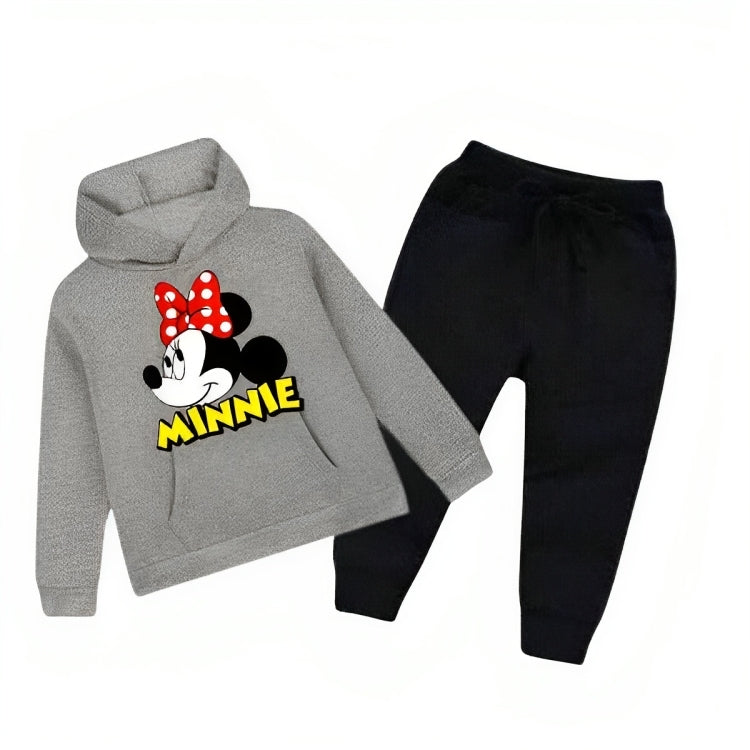 Grey Minnie Printed Kids Hoodie Set