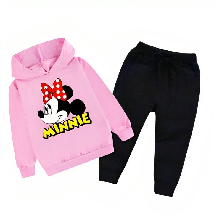 Pink Minnie Printed Kids Hoodie Set