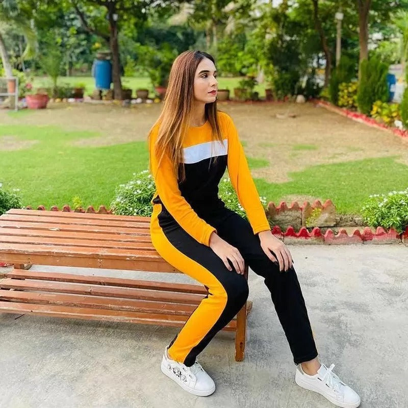 Yellow Double Panel Tracksuit for Women