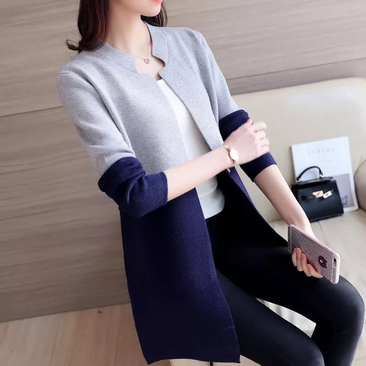 DOUBLE COLOR WOMEN CARDIGAN CASUAL COAT