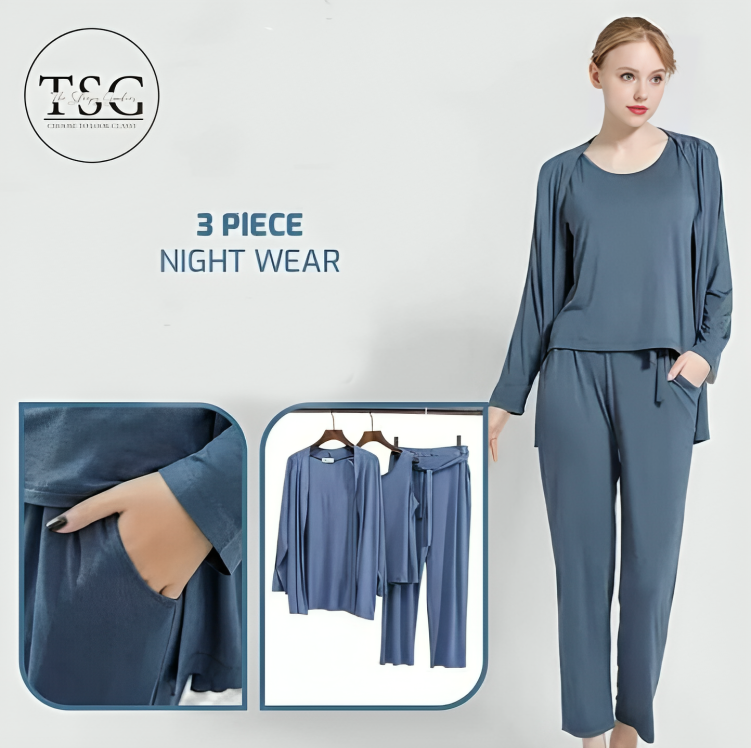 Blue Women 3pcs Night Suit set