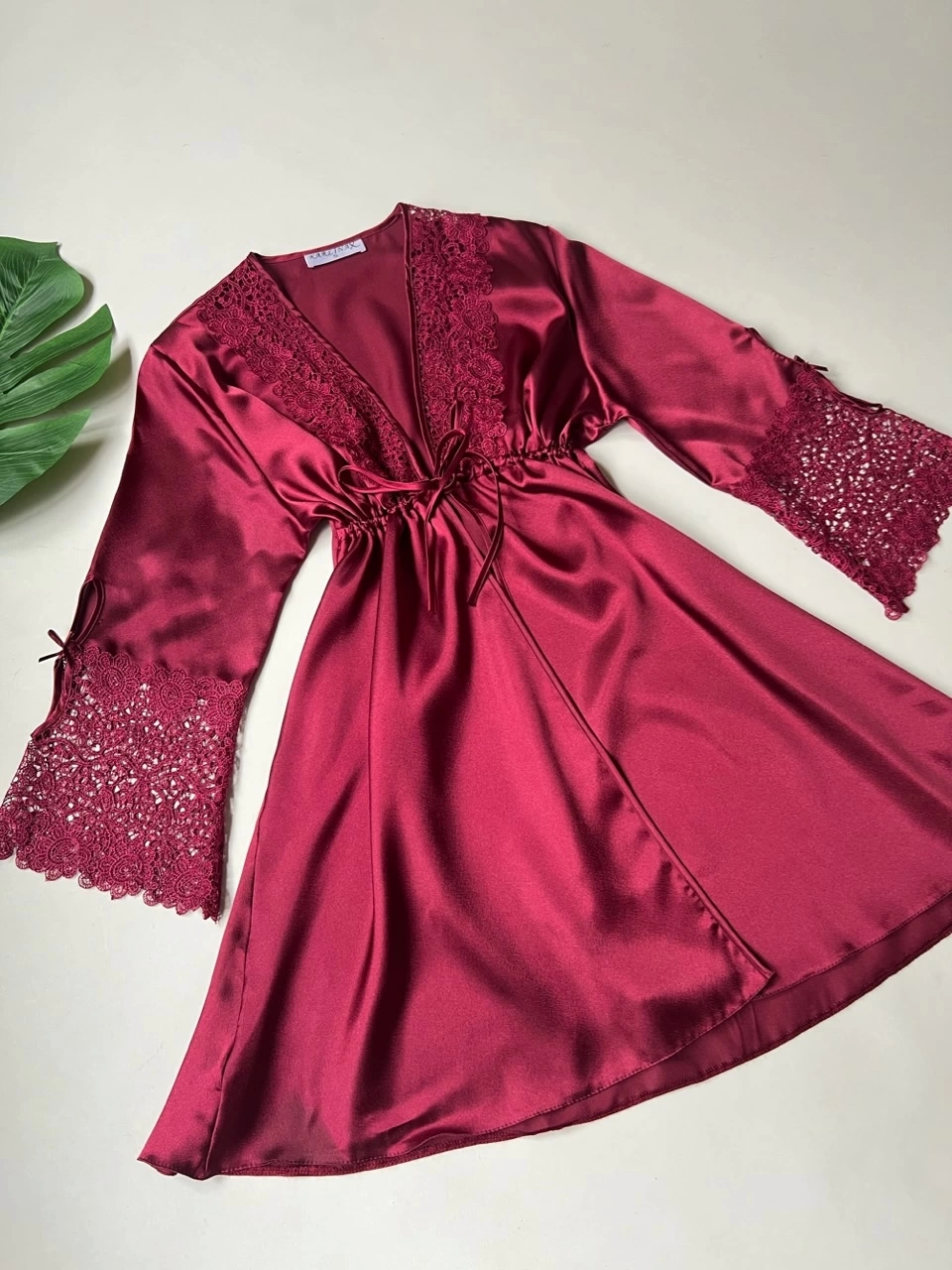 Lace Detailed 6-Piece Satin Nightgown Dressing Gown Nighty Set