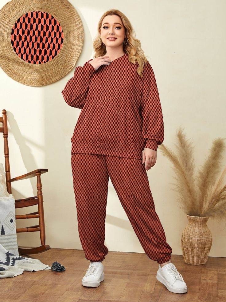 Check Pattern Fleece Loungewear Set