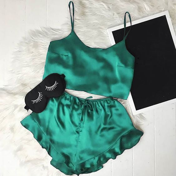 Green Frill camisole & shorts