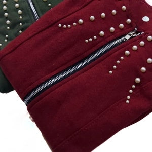 Maroon Pearl Zipper Jacket