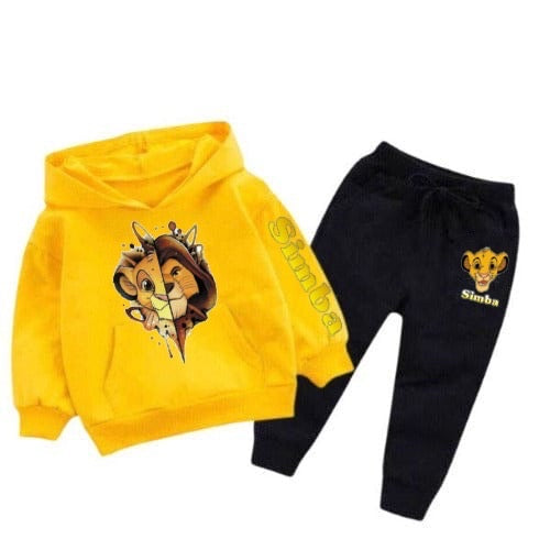 Yellow Lion Simba Printed Kids Hoodie Set