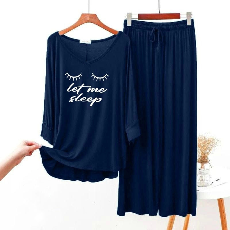 Navy Blue Full Sleeves Lounge Wear For Women