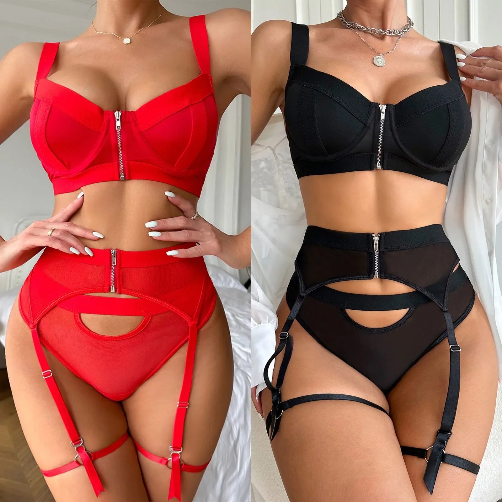 Gothic Bandage Zipper Lingerie set