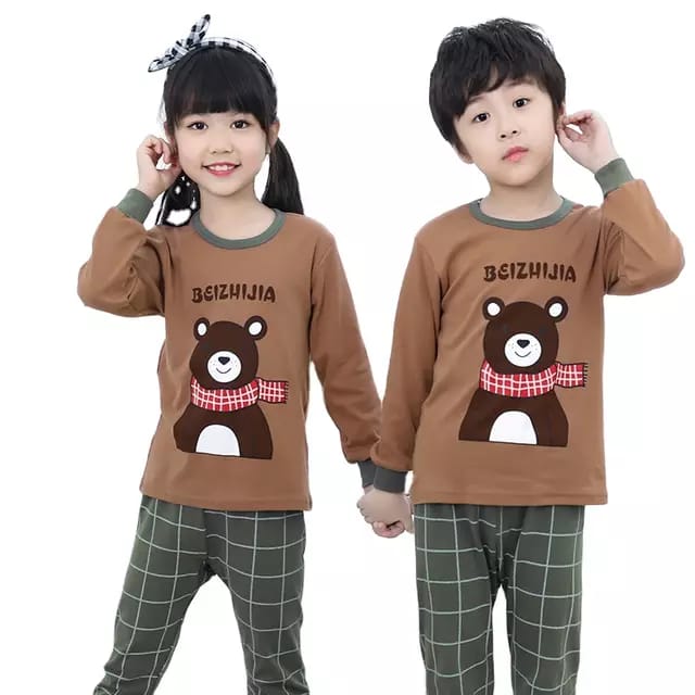 Brown Bear Printed Kids Night Suit