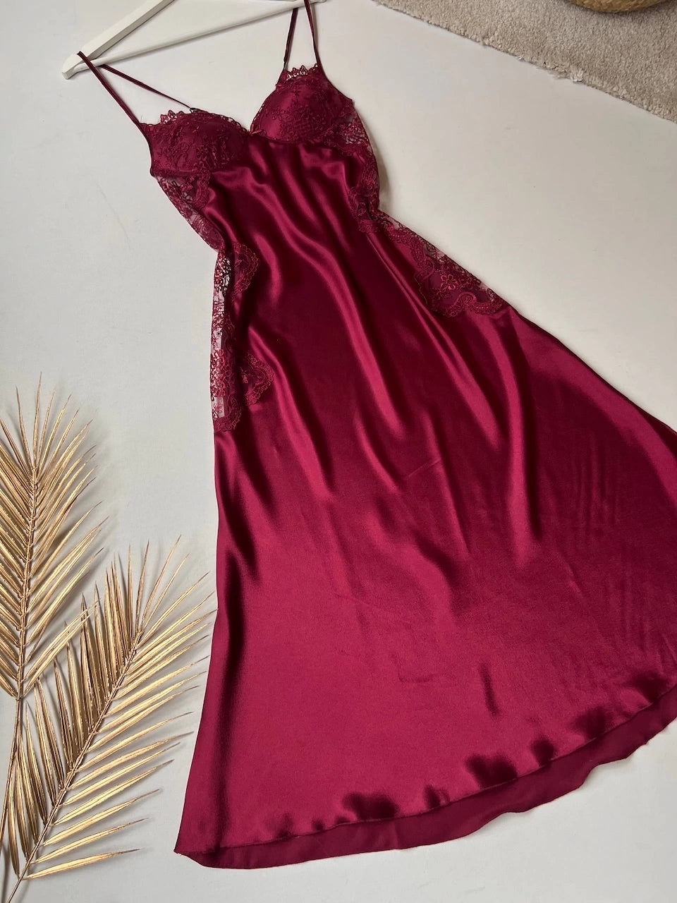 Maroon nighty gown set best sale