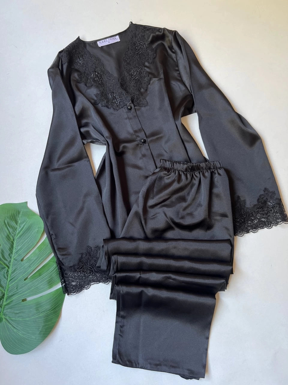 Turkish Slit Style Black 6Pcs Nighty Set