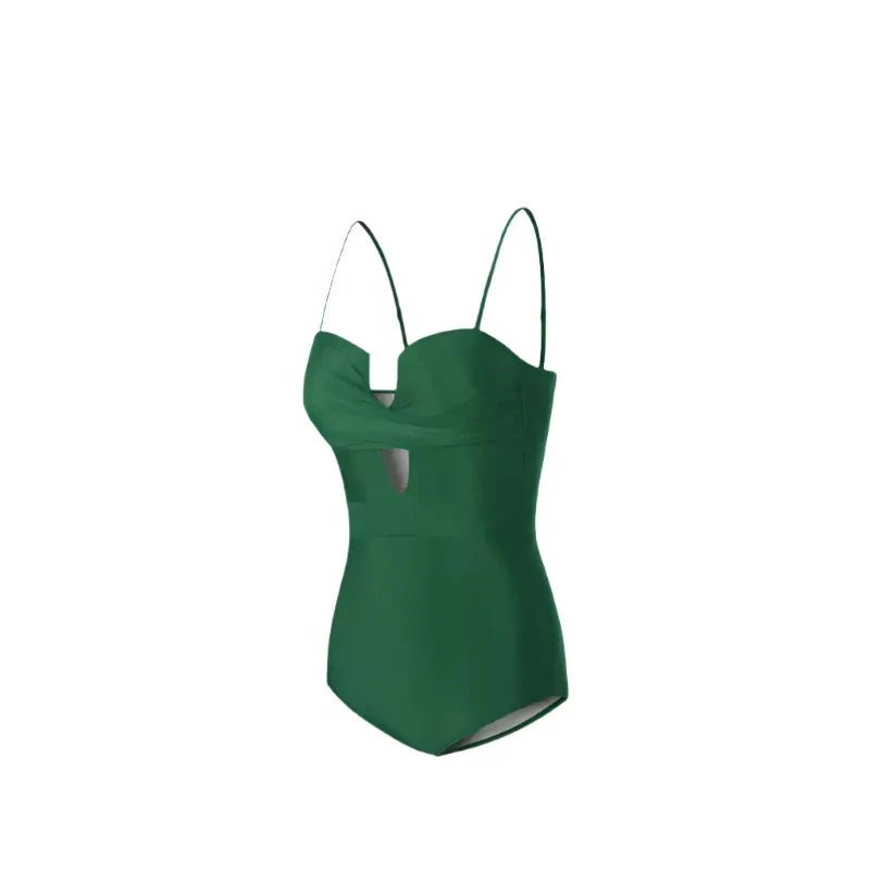 Solid Color Monokini With Spaghetti Strap By Sinderella